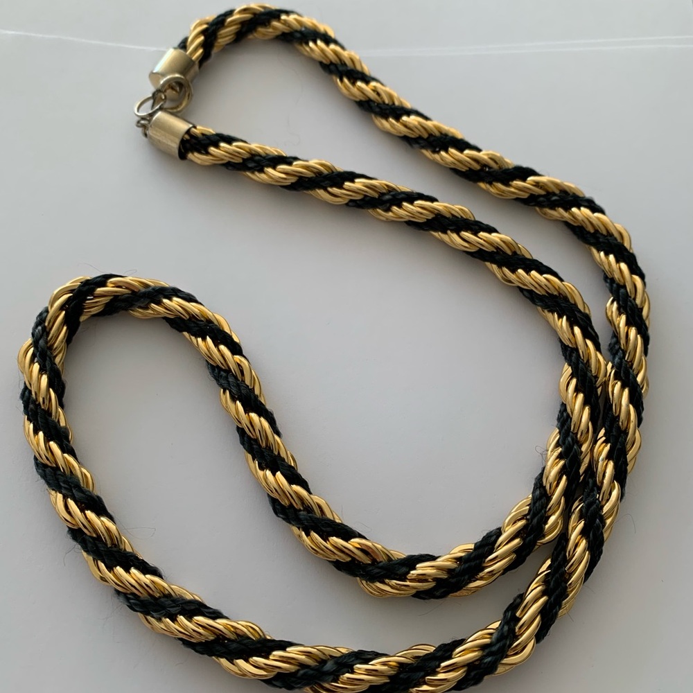 Chic Gold and Black Braided Necklace